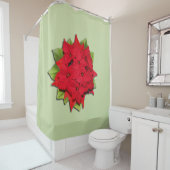 Poinsettia Bloem voor de Feestdagen Douchegordijn (In situ)