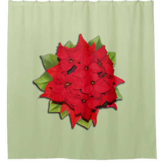 Poinsettia Bloem voor de Feestdagen Douchegordijn (Voorkant)