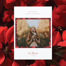 Poinsettia Bloemblaadjes Frame Foto Kerstkaart