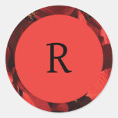 Poinsettia bloemblaadjes Lijst monogram envelop af Ronde Sticker (Voorkant)