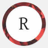 Poinsettia bloemblaadjes Lijst monogram envelop af Ronde Sticker (Voorkant)