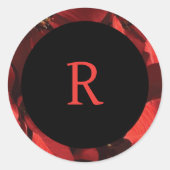 Poinsettia bloemblaadjes Lijst monogram envelop af Ronde Sticker (Voorkant)
