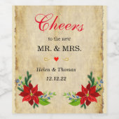 Poinsettia Bloemboeket, Trouw Wijn Etiket (Enkel label)