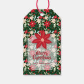 Poinsettia Bloemen Bladeren Vakantie Kerstmis Cadeaulabel (Voorkant)