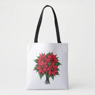 Poinsettia bloemen canvas tassen