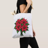 Poinsettia bloemen canvas tassen (Dichtbij)