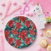 Poinsettia Bloemen Classic Kerst Bloemen Papieren Bordje (Feest)