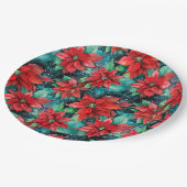 Poinsettia Bloemen Classic Kerst Bloemen Papieren Bordje (Gekanteld)