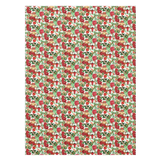 Poinsettia Bloemen Gouden klokken Kerstmis Tafelkleed (Voorkant)