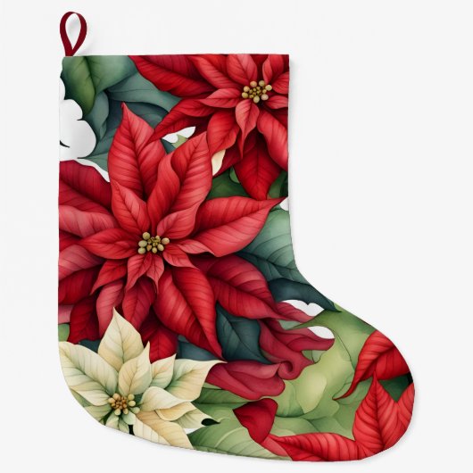 Poinsettia Bloemen  Grote Kerstsok (Voorkant)