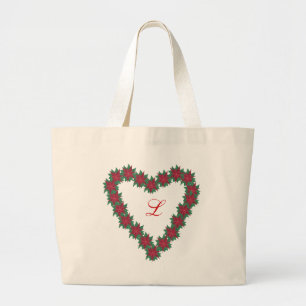 Poinsettia Bloemen Hart vormige Monogram Tassen