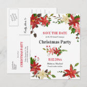 Poinsettia Bloemen Kerstfeest Bewaar de datum Aankondigingskaart (Voorkant / Achterkant)