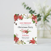 Poinsettia Bloemen Kerstfeest Bewaar de datum Aankondigingskaart (Staand voorkant)