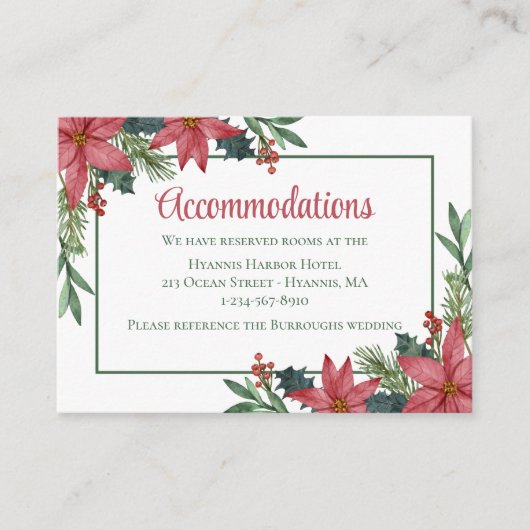 Poinsettia Bloemen Kerstmis Bruiloft Accommodaties Informatiekaartje (Voorkant)