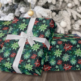 Poinsettia Bloemen Kerstmis Cadeaupapier