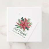 Poinsettia Bloemen Kerstmis Gewoon Getrouwd Bedankjes Labels (In situ)