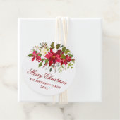 Poinsettia Bloemen Kerstmis Rood Bedankjes Labels (In situ)