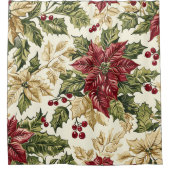 Poinsettia Bloemen Kerstpatroon (15) Douchegordijn (Voorkant)
