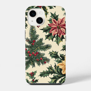 Poinsettia Bloemen Kerstpatroon (15) iPhone 14 Hoesje
