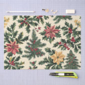 Poinsettia Bloemen Kerstpatroon (15) Tissuepapier (Craft)