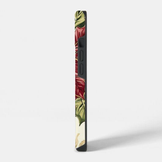 Poinsettia Bloemen Kerstpatroon (17) iPhone Hoesje (Linkerkant)