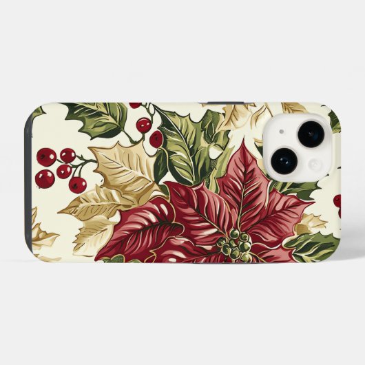 Poinsettia Bloemen Kerstpatroon (17) iPhone Hoesje (Achterkant horizontaal)