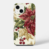 Poinsettia Bloemen Kerstpatroon (17) iPhone Hoesje (Achterkant)