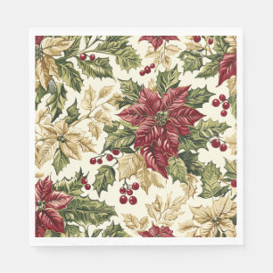 Poinsettia Bloemen Kerstpatroon (17) Servet
