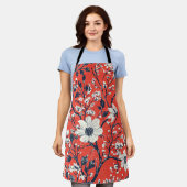 Poinsettia Bloemen Kerstpatroon (18) Schort (Gedragen)