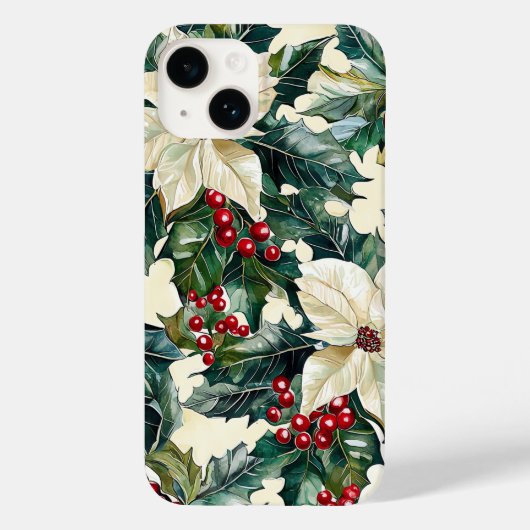 Poinsettia Bloemen Kerstpatroon (19) Case-Mate iPhone Case (Achterkant)