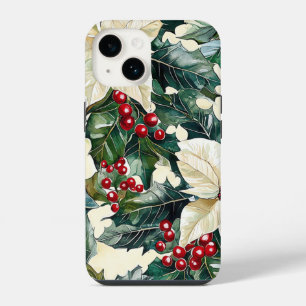 Poinsettia Bloemen Kerstpatroon (19) iPhone 14 Hoesje