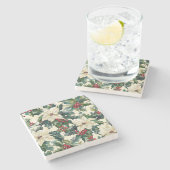 Poinsettia Bloemen Kerstpatroon (19) Stenen Onderzetter (Zijkant)