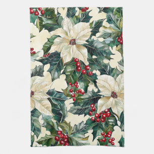 Poinsettia Bloemen Kerstpatroon (19) Theedoek