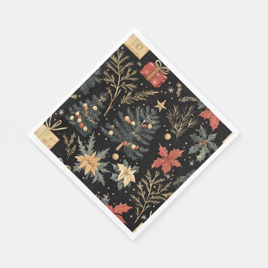 Poinsettia Bloemen Kerstpatroon (21) Servet (Hoek)