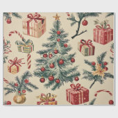 Poinsettia Bloemen Kerstpatroon (2) Cadeaupapier (Vlak)