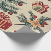 Poinsettia Bloemen Kerstpatroon (2) Cadeaupapier (Hoek)