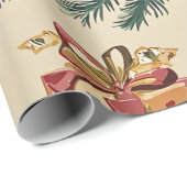 Poinsettia Bloemen Kerstpatroon (2) Cadeaupapier (Rol Hoek)