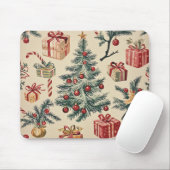 Poinsettia Bloemen Kerstpatroon (2) Muismat (Met muis)