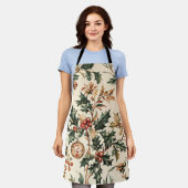 Poinsettia Bloemen Kerstpatroon (3) Schort (Gedragen)