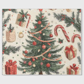 Poinsettia Bloemen Kerstpatroon (4) Cadeaupapier (Vlak)