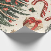 Poinsettia Bloemen Kerstpatroon (4) Cadeaupapier (Hoek)