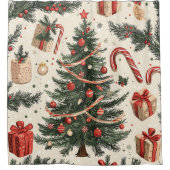 Poinsettia Bloemen Kerstpatroon (4) Douchegordijn (Voorkant)