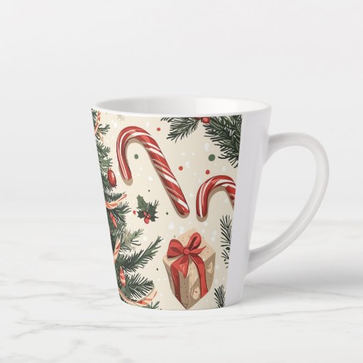 Poinsettia Bloemen Kerstpatroon (4) Latte Mok (Rechts)