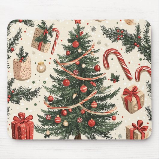 Poinsettia Bloemen Kerstpatroon (4) Muismat (Voorkant)