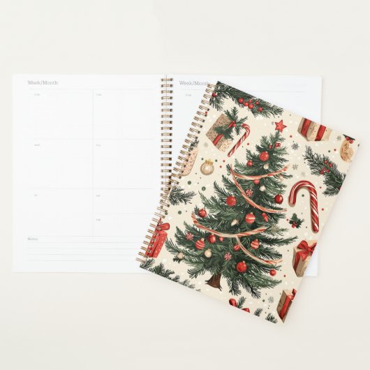Poinsettia Bloemen Kerstpatroon (4) Planner (Display)