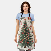 Poinsettia Bloemen Kerstpatroon (4) Schort (Gedragen)