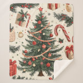 Poinsettia Bloemen Kerstpatroon (4) Sherpa Deken (Voorkant)