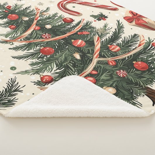 Poinsettia Bloemen Kerstpatroon (4) Sherpa Deken (3/4)