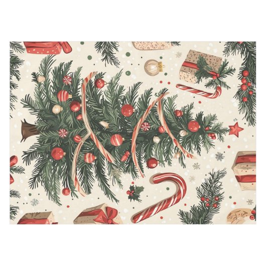 Poinsettia Bloemen Kerstpatroon (4) Tafelkleed (Voorkant (Horizontaal))