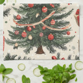 Poinsettia Bloemen Kerstpatroon (4) Theedoek (Gevouwen)